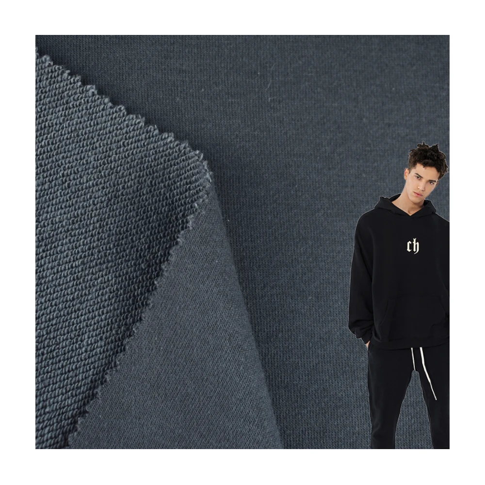 NO MOQ factory cheap soft knitted 30S CVC 60/40 french terry fleece stock winter fabric for hoodie