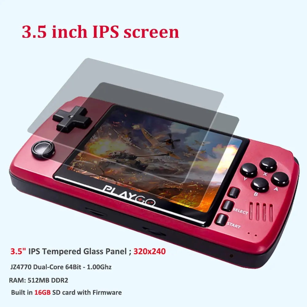 Playgo Upgraded 3.5 Inch IPS Retro Video Handheld Game Console Built in 16GB SD card 64 Bit Emulator console for PS1 GBA