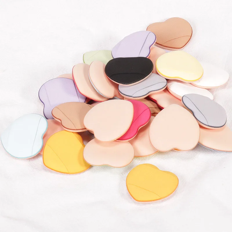 Custom logo Heart Shape Finger Mini air Cushion Puff Cosmetic Makeup Sponge Powder Puff for Liquid Foundation Concealer
