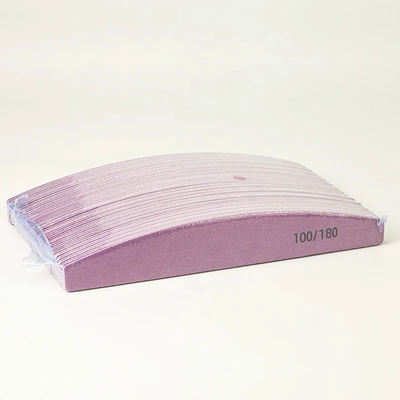 Bulk Own Branded Large Half Moon Purple Personalized 100/100 Private Label Professional Custom Nail Files 100/180 with Logo