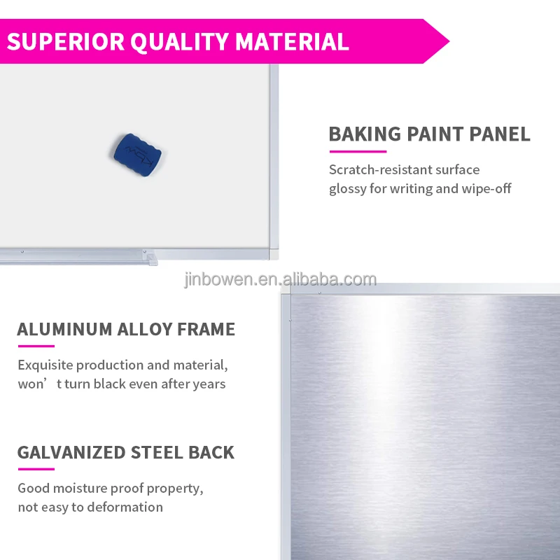 KBW Aluminum Memo White Board Double side 90x60cm Dry Erase Board Wall-Mounted Large Magnetic Whiteboard for Office School Home