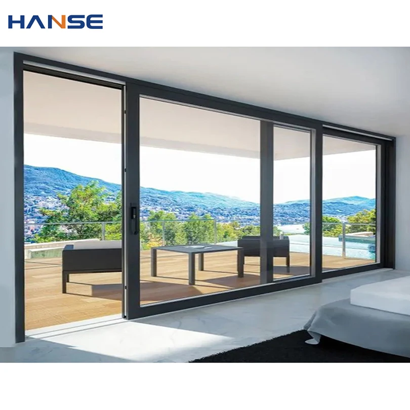 Commercial windproof waterproof panoramic exterior and interior use aluminium doors and windows sliding door system glass doors