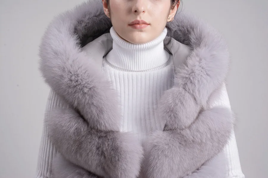 QIUCHEN FREE SHIPPING New arrival full pelt plus size vest high quality thick foxmongolian fur hooded gilet QC8056