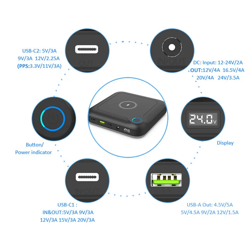 Portable CPAP Power Bank Pack 24V Mobile Battery for BMC ResMed Sleep Apnea Machine Travelling