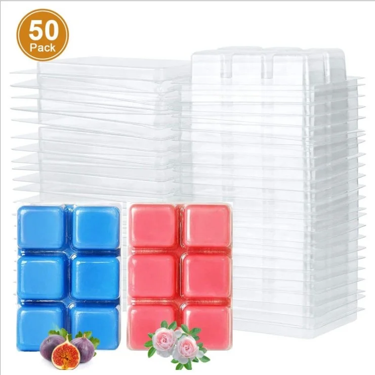 
Custom Wax Melt Clamshells Molds Clear Empty Plastic Cube Tray for Wickless Wax Tarts Candles 