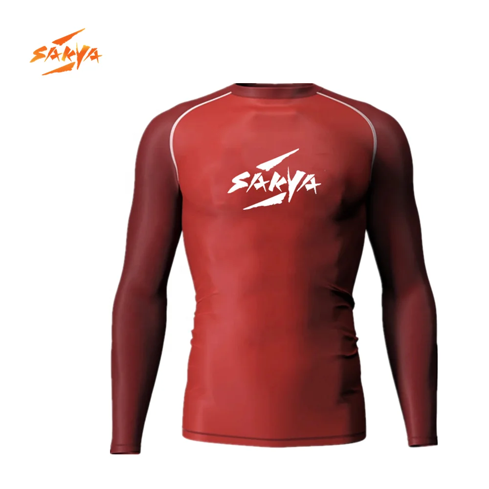 Brazilian Jiu Jitsu Mens Mma Long Sleeves Red Rashguards Custom Sex Swim Sublimation Rash Guard