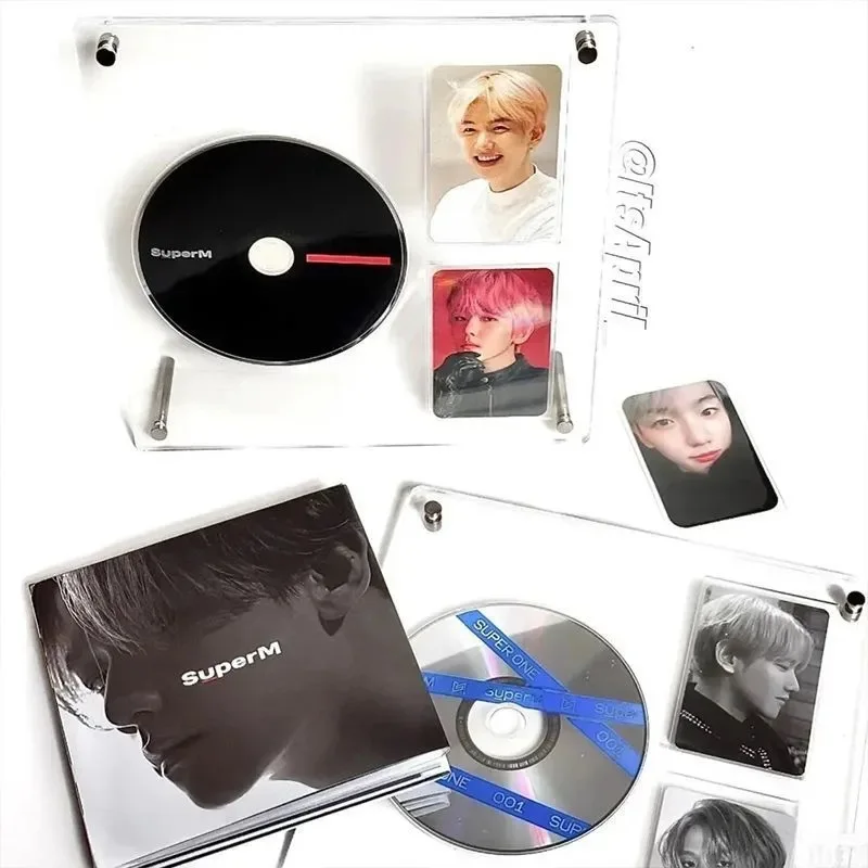 New Arrival INS Desktop Ornaments CD Record Stand Kpop Idols Acrylic CD Frame Photocard Display Album Storage Racks