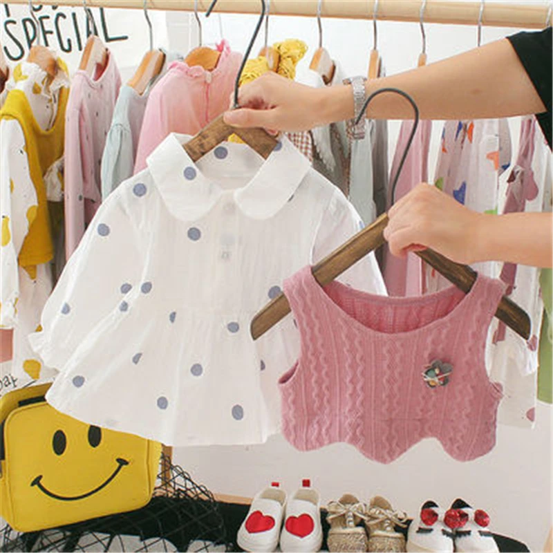 Wholesale cute autumn long sleeve princess dress for baby girl 0-3 years old Long sleeve shirt collar dress girls skirt