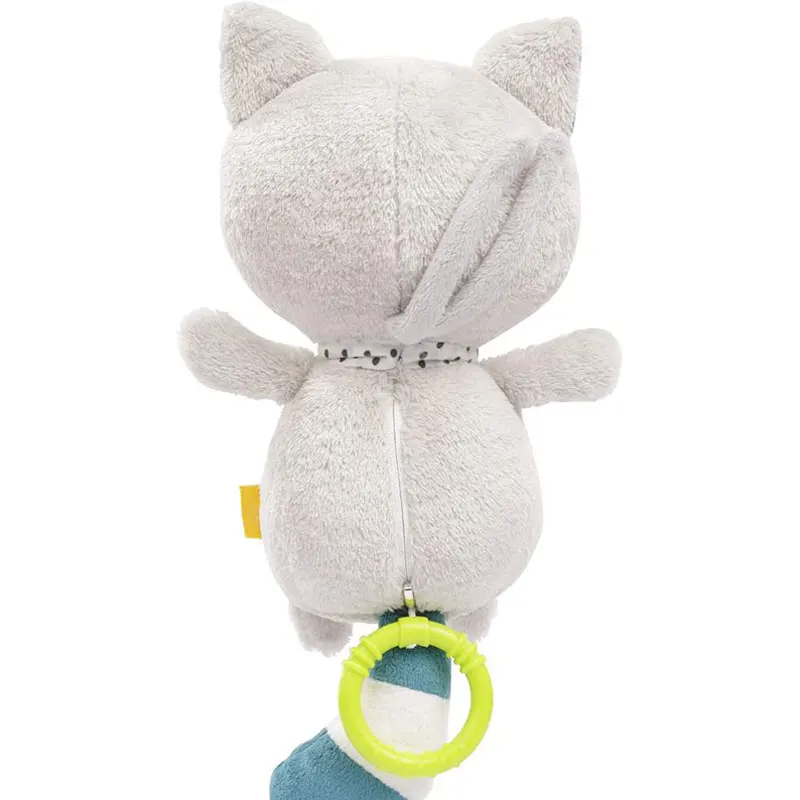 baby pull rattle newborn soft plush stuffed white cat music sound hanging teether toy for toddler