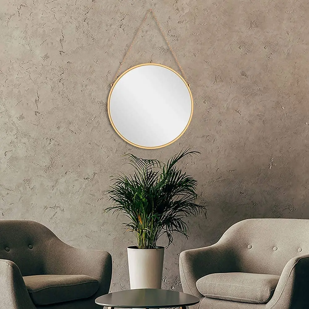 17.7 inch Gold Brass Round Decorative Wall Mounted Metal Mirror
