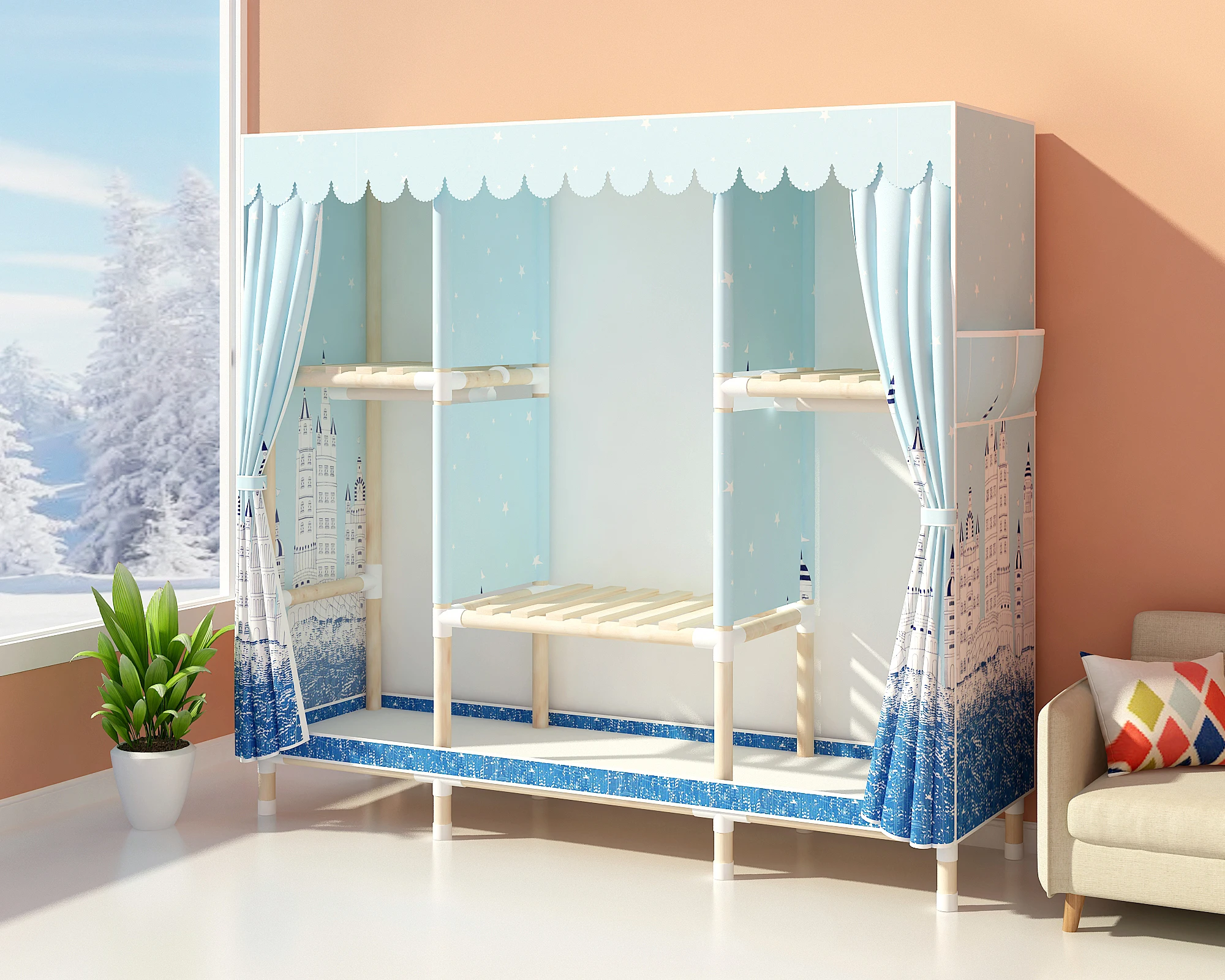 s1.5m Factory Designed Custom Solid Wood Wardrobe Fully Assembled Simple Solid Wood Portable Wardrobe For Young People