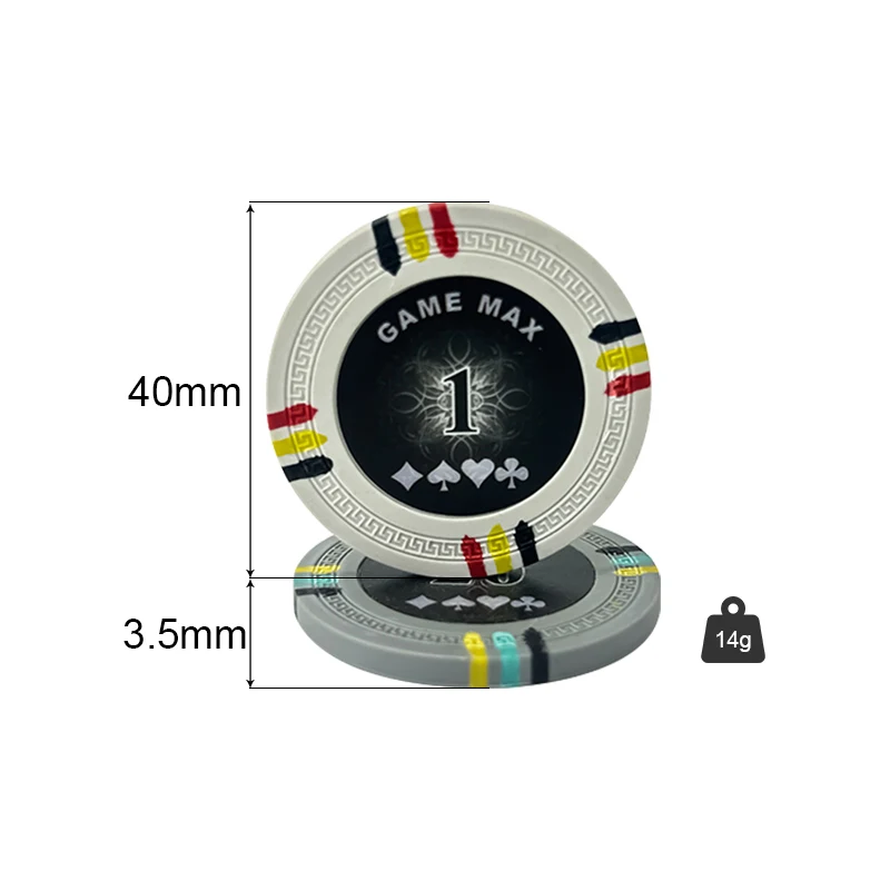 Clay Poker Chips 40mm Casino Chip Token Gambling for Card Board Game 14g