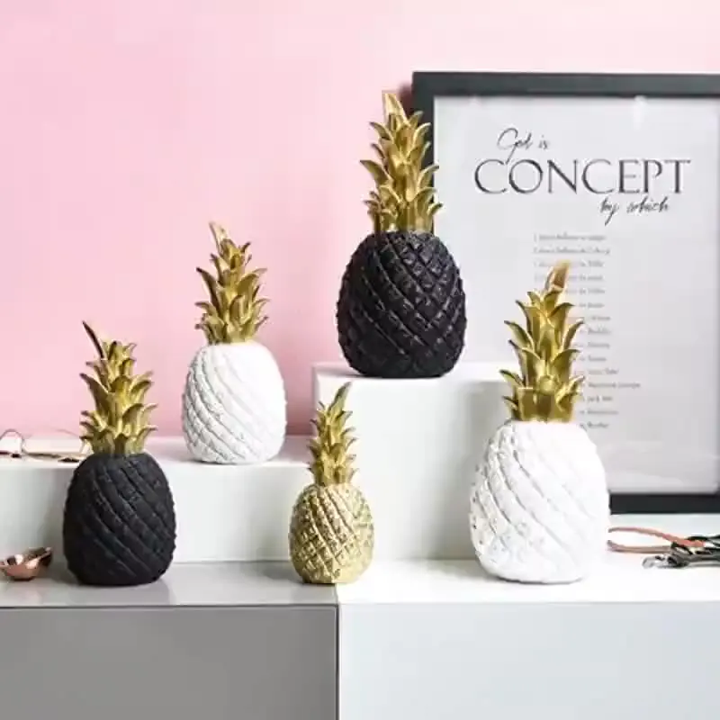 Nordic style golden pineapple resin decoration living room desktop decoration home
