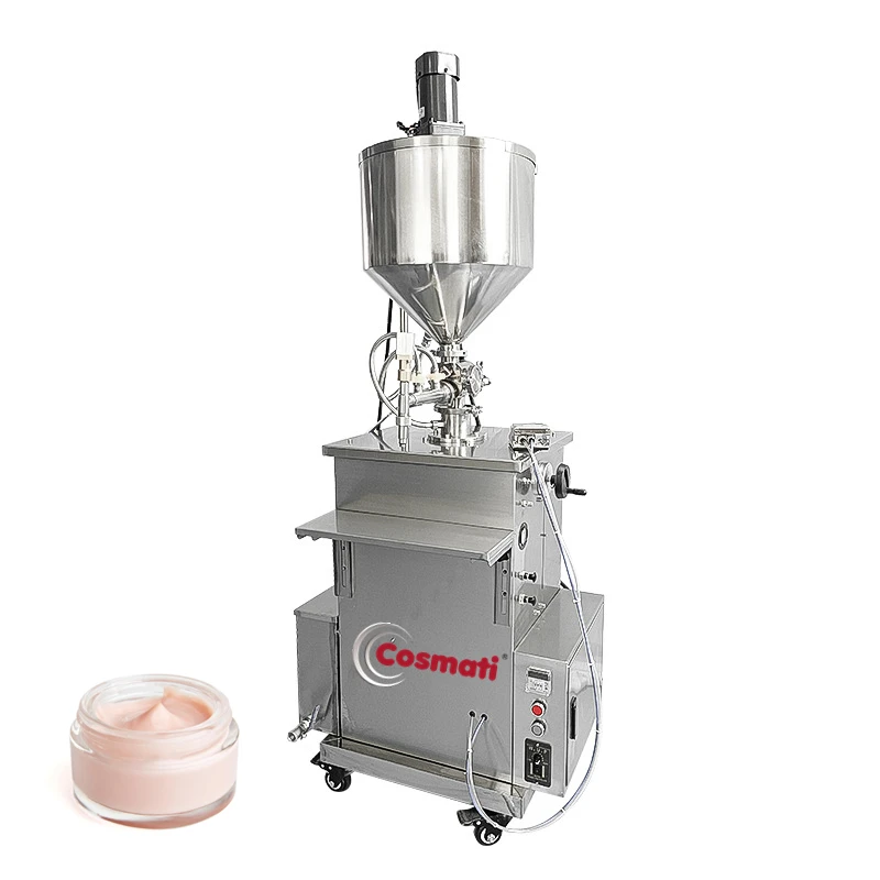 COSMATI Semi Automatic Filling Machine Liquid Mini Wax Products Thick Cream Paste Hot Heating and Mixing Filling Machine