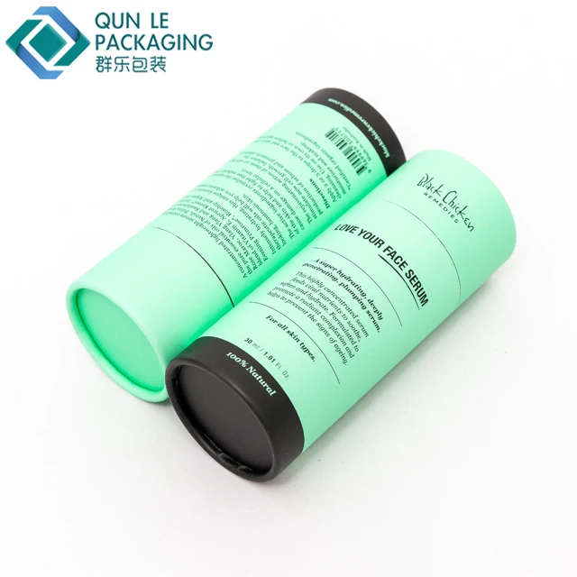 Eco-friendly Cute Design Black Kraft Paper Cosmetic/Candy/Face Oil/Shampoo Sustainable Paper Tube Packaging Box