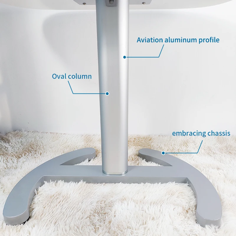 Ergonomic pneumatic table with wheels,Single leg easy move sit to stand laptop table