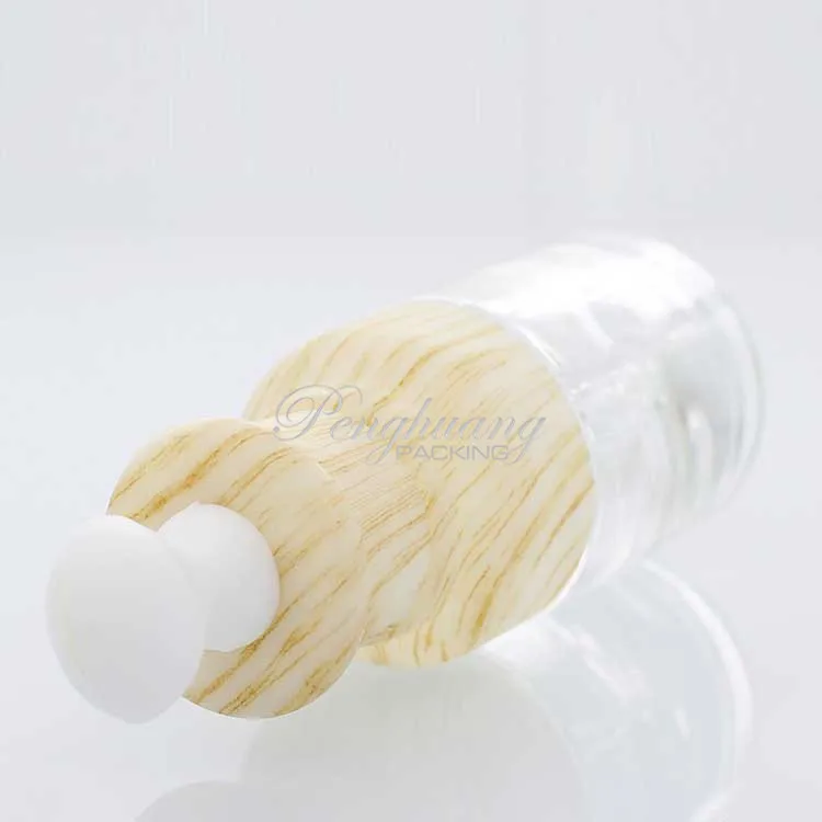 10ml 15ml 50ml 100ml wholesale Clear Essential Oil Glass Bamboo Dropper glass Serum Bottle with Pipette Tube