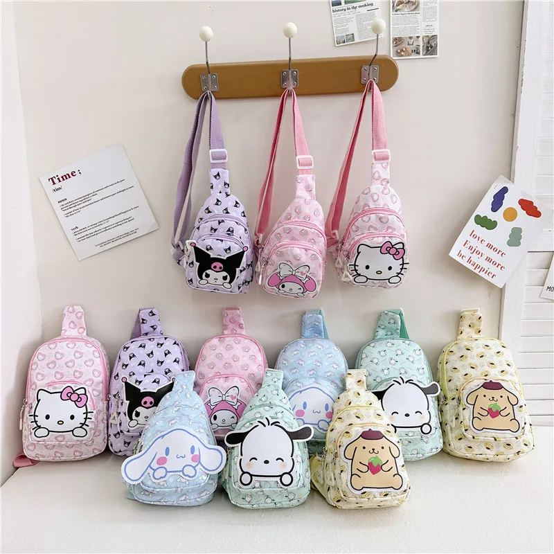 Новая Детская сумка с мультяшным принтом Sanrio Kitty Pochacco нагрудная через плечо многофункциональная для хранения мальчиков и девочек