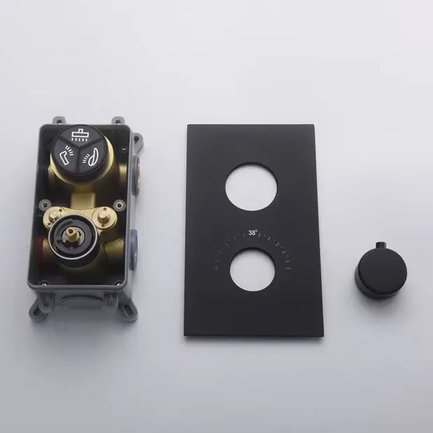 Fashion Function Thermostatic White Shower System Set with Large Bathroom Waterfall Rain Shower Head