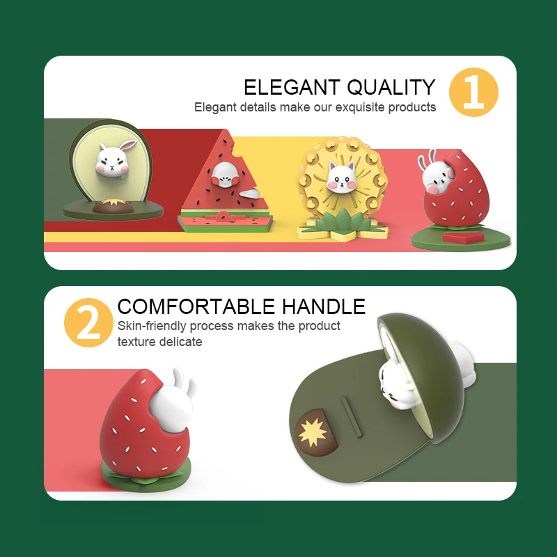 Cute Cartoon Fruit Lazy Phone Holders For Iphone Samsung Liquid Silicone Stands Multi Angle Non Slip Desktop Bracket