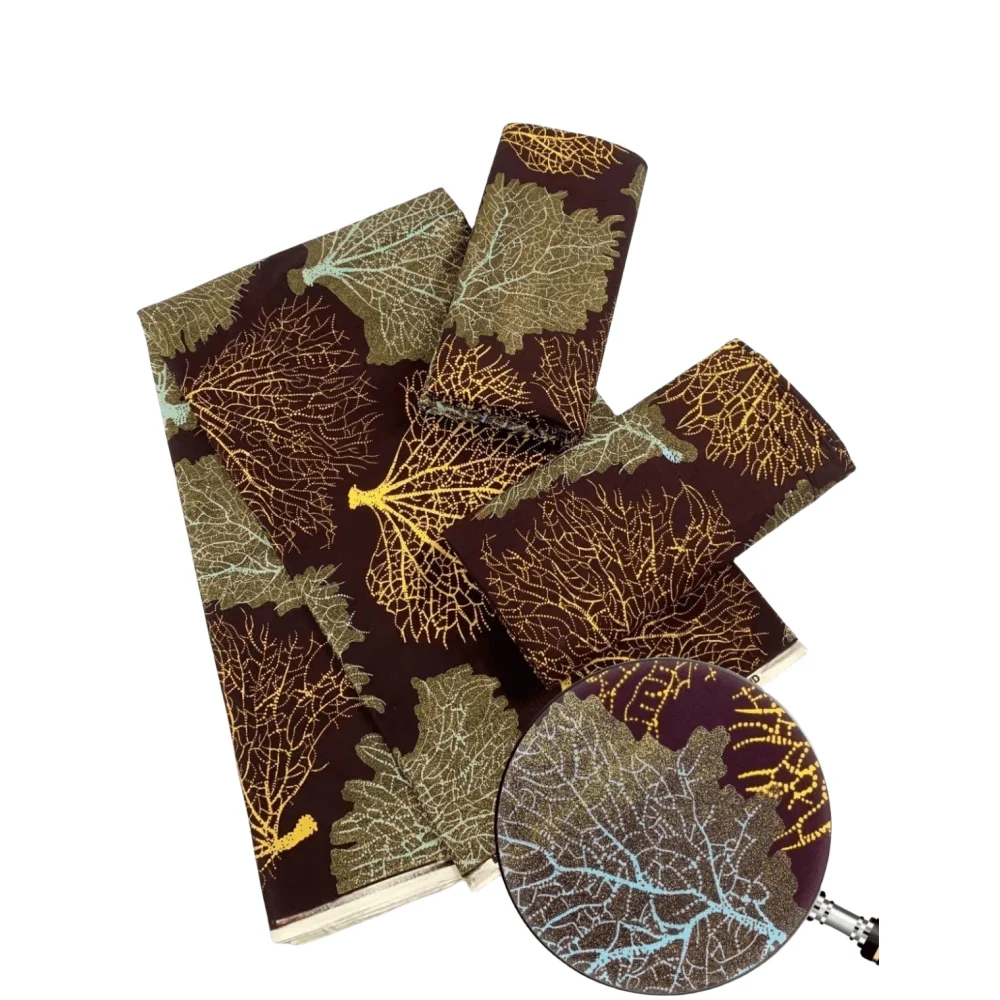 New Arrival 100% Cotton Grand Super Gold Wax  Super Glitter Wax  Print Fabric Ankara