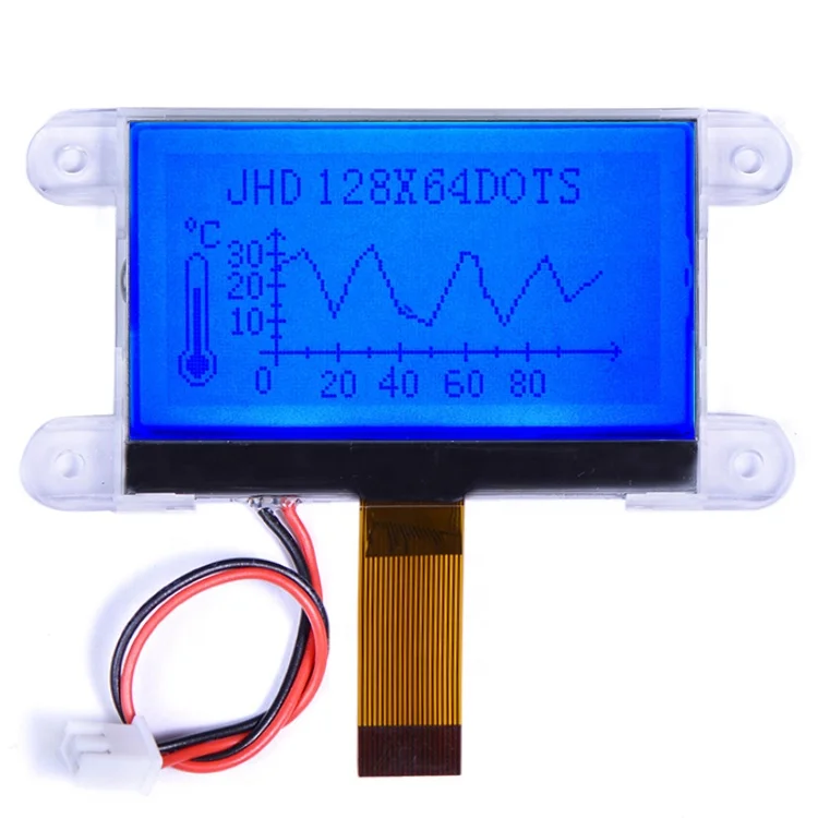 3.3V high resolution graphic lcd 128X64 blue JHD12864-G76IBSB-G