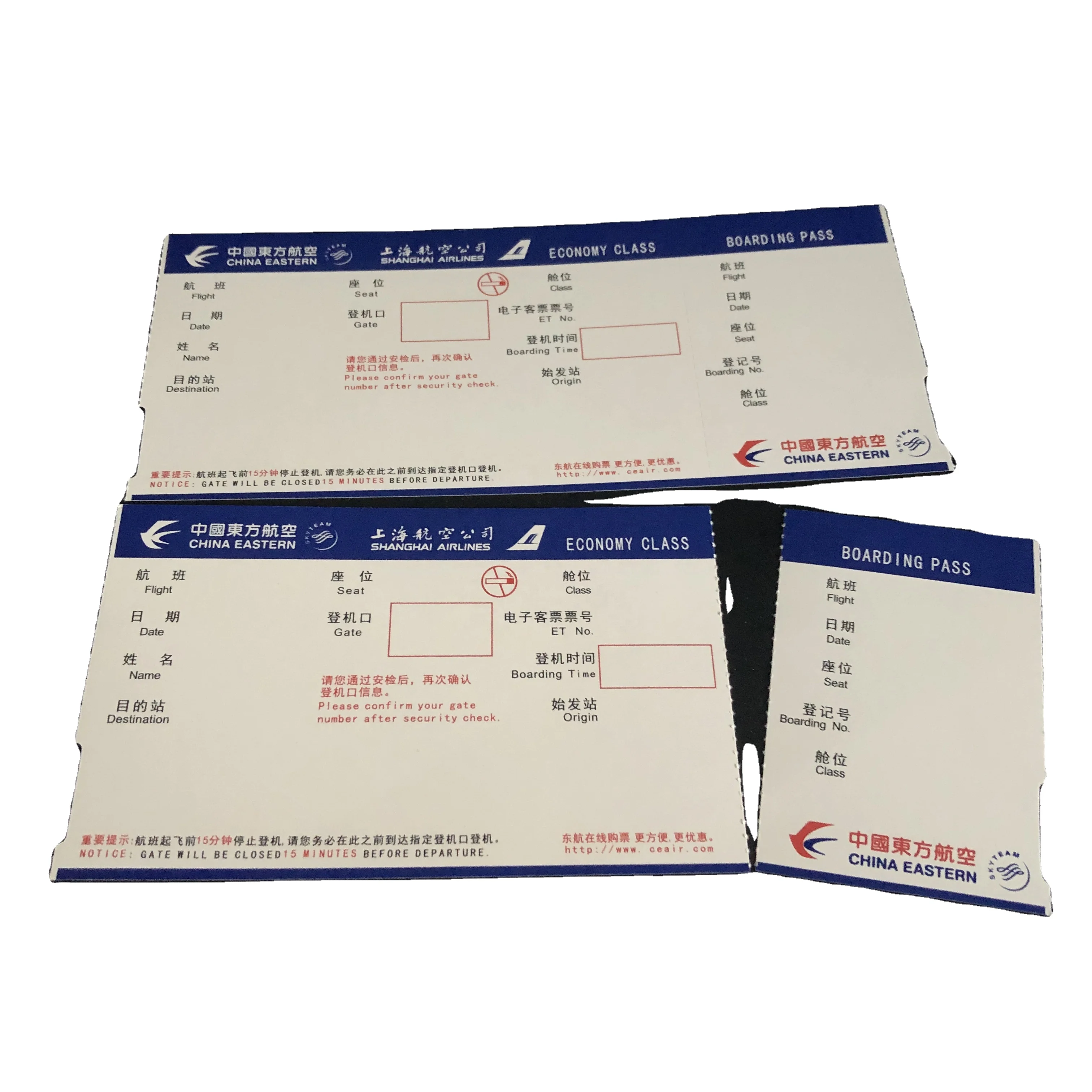 Airline Printed Thermal paper airport Boarding Pass Paper Flight Ticket Custom blank airlplane ticket in stock