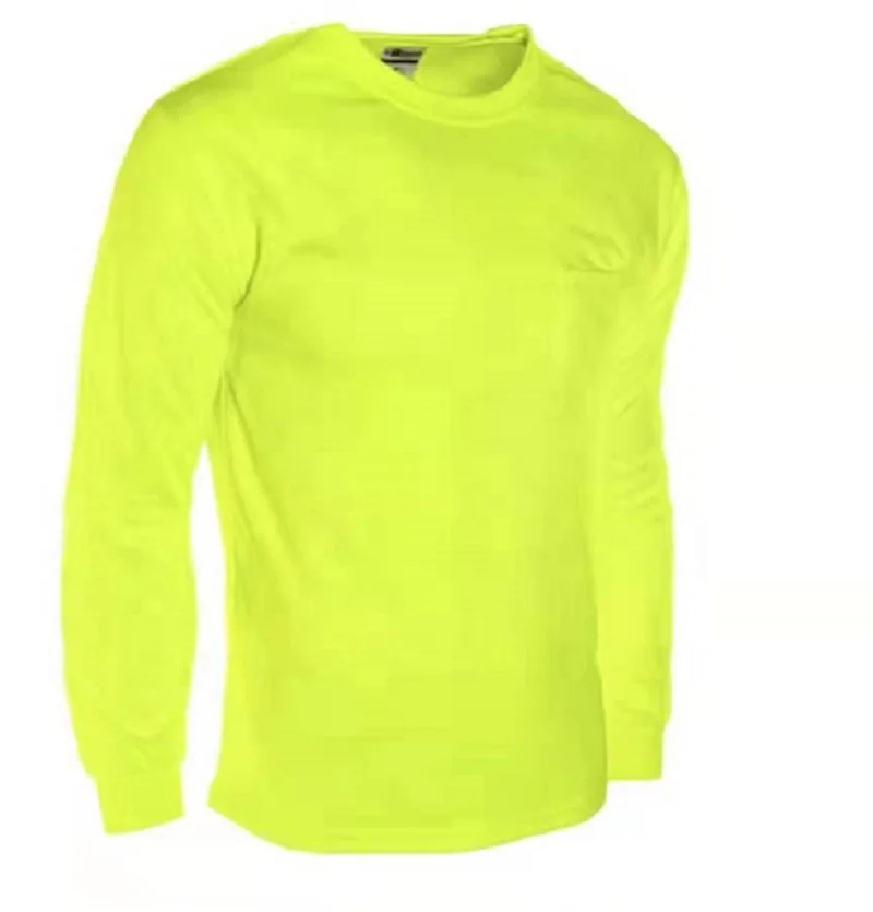Neon Color Safety Running Tshirts Sportswear Long Sleeve t Shirt Printed Quick Dry Polyester t-Shirt Hi-vis