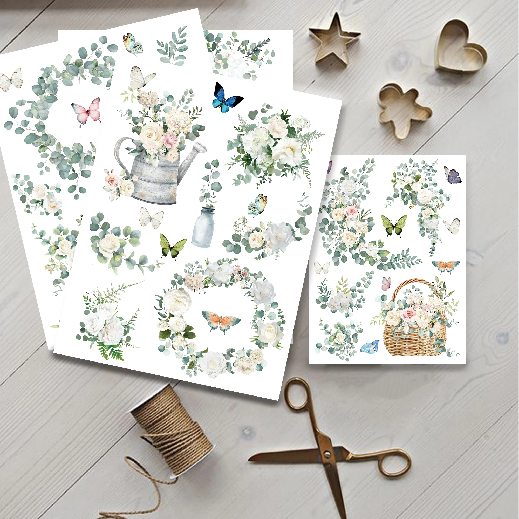 Camellia Flower Rub on Transfers Window Furniture Clings Stickers Pressure Sensitive Sticker for Wedding Party Decoration