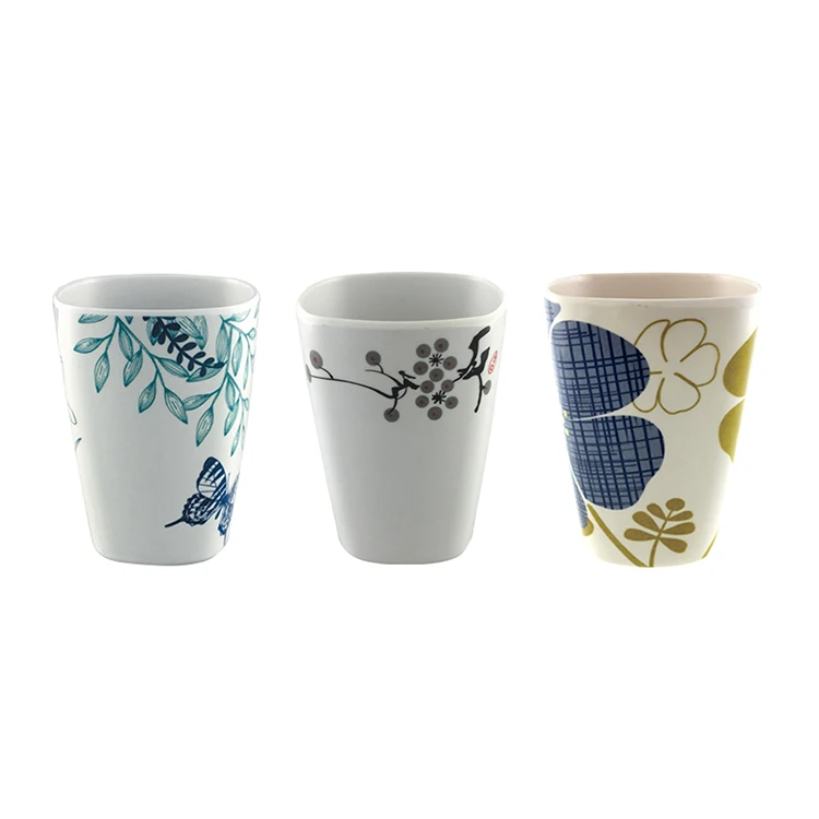 SEBEST Factory Outdoor Cheap Custom Printed Bulk Stacking 400 ml Square White Strong Melamine Cups