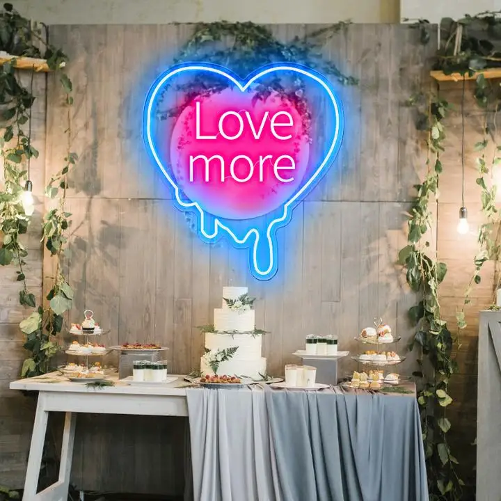Customized drop shipping neon sign wedding flex led rgb light custom love you more neon sign