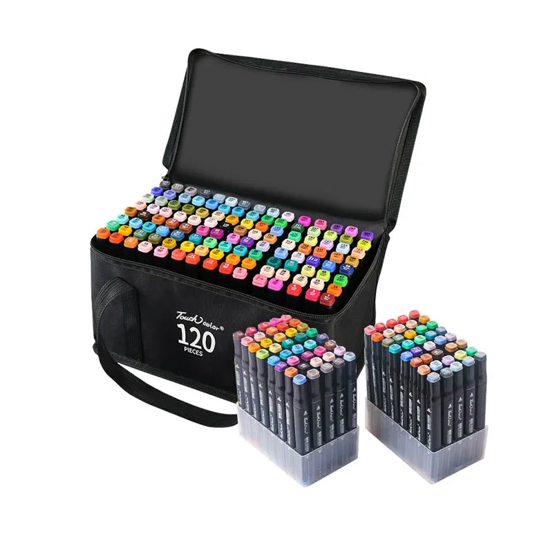 Touchcolor 120 Color Set Alcohol-based Color Art Markers Dual tips Broad and Fine type Non-Toxic Permanent Ink