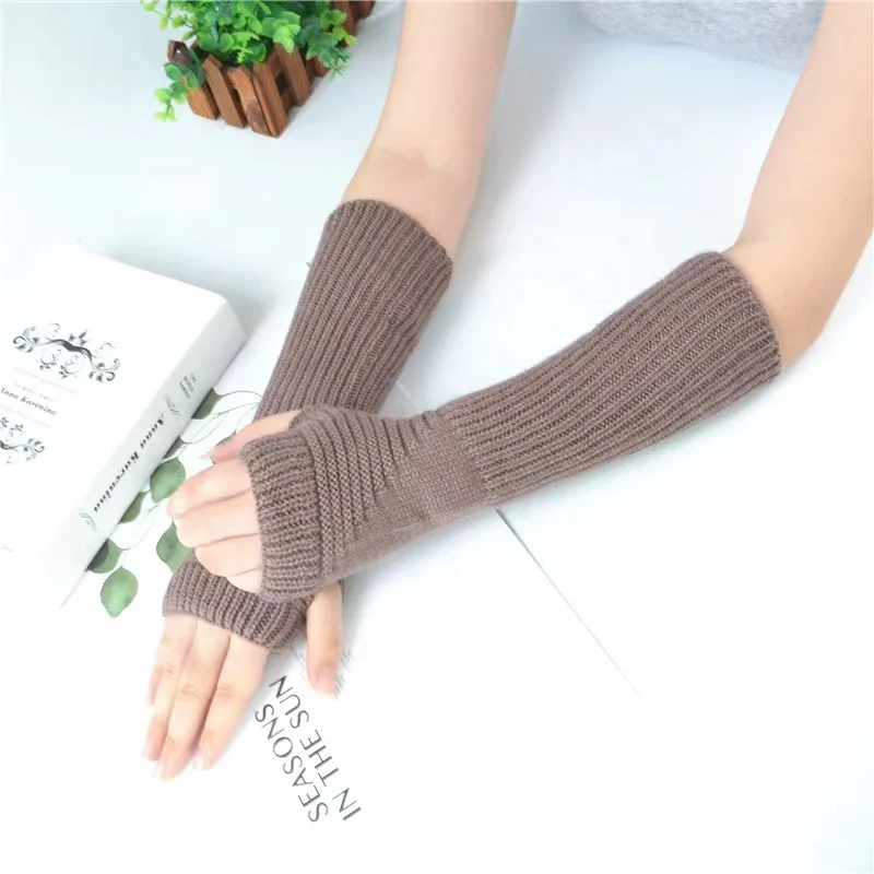 Winter Knitted Women Finger less Arm Warmer Gloves Cashmere Gloves