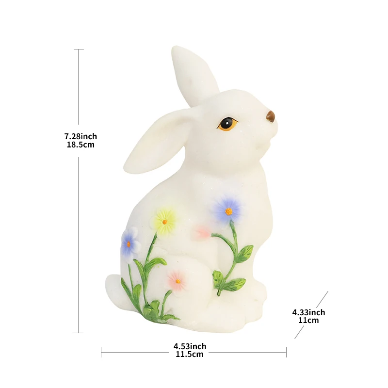 Wholesale Unique Easter Decor solar rabbit garden decor resin rabbit Sculpture Ornament for Patio Balcony and Yard Decor