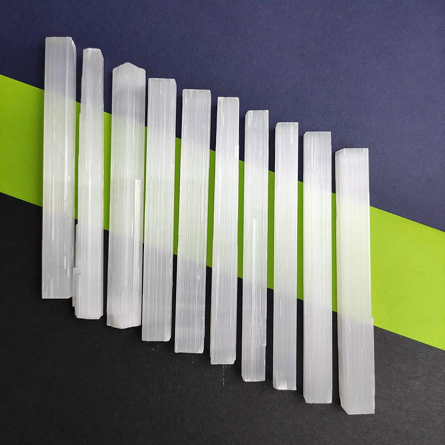 10pcs Natural Selenite Crystal Stick Wands Set Chips Gypsum White Quartz Rough Minerals Specimen Point Healing Stone