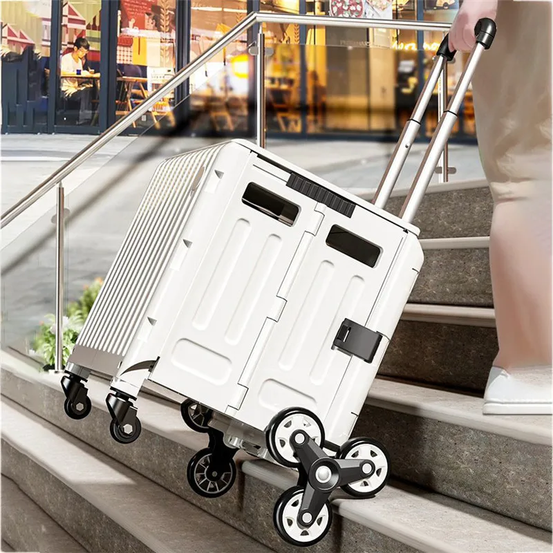 Shopping Cart Plastic Foldable Trolley Popular Luggage Box Storage Carts New Style Custom Logo Folding Customized Logos 50kg