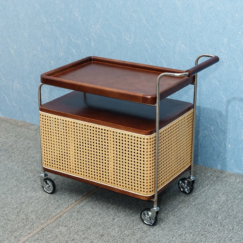 High Quality Wooden Traditional Style Rolling Trolley wooden Storage Kitchen Rack Organizer Cart Kitchen Trolley with wheels