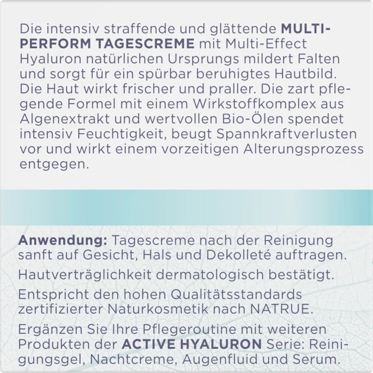 Active Hyaluronic Anti-Wrinkles Multi-Effect Hyaluronic Acid Day Cream Firming and Smoothing Moisturizes Face Cream