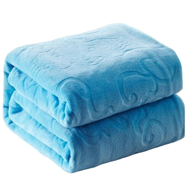 New Embossed Blanket Pure Color flannel fleece 3d embossed blanket 130x150cm 100% Polyester 1ply 280gsm flannel fleece Throw