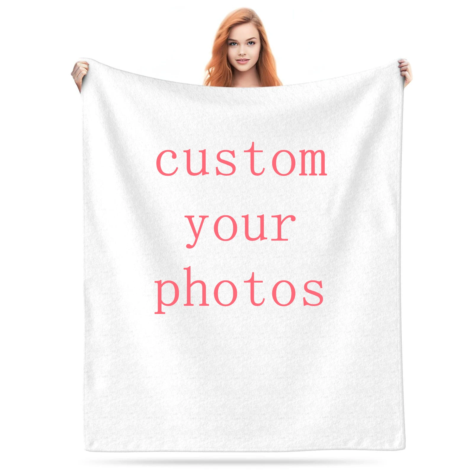 High Quality Customized Design Blank Fleece Printed 3D Photo Digital Printing White Sublimation Custom Blanket Logo for  gift