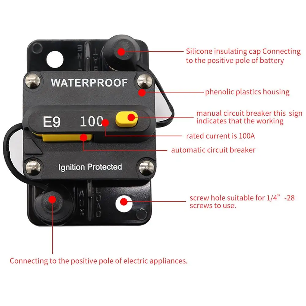 Keto Waterproof Manual Switchable Reset Circuit Breaker Brake Protector for RV,Truck Marine