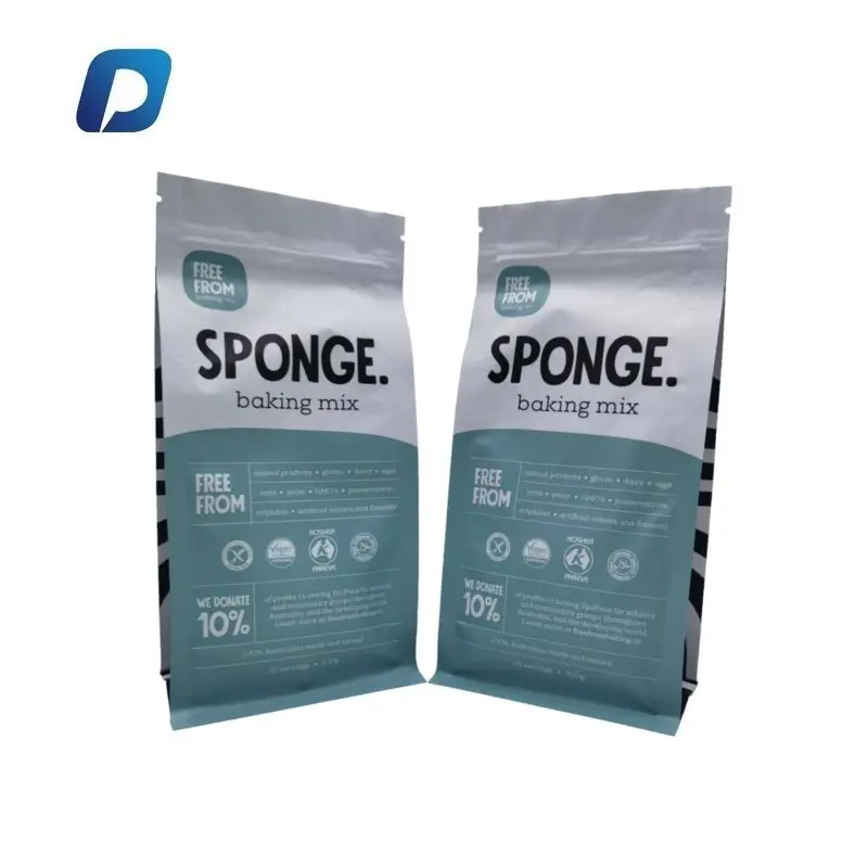 Flat bottom bag logo heat on plastic bag/compostable bag pet for dish cleaning sponge packaging