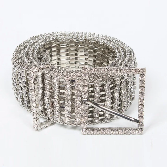 Инкрустированный тонким ремнем с водяной дрелью для женщин, модная декоративная пряжка со стразами и ремень с металлическими заклепками