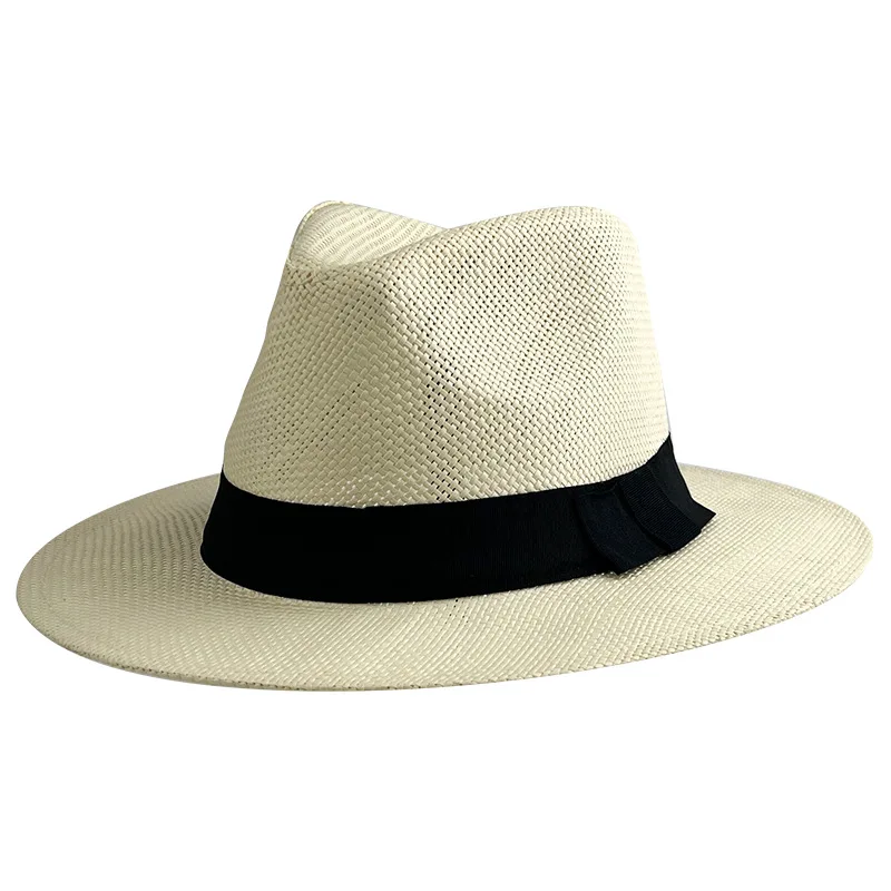 HZM-24039 Outdoor Women Men Unisex Spring Summer Breathable Sun Straw Braid Floppy Fedora Beach Panama Cap Straw Hats