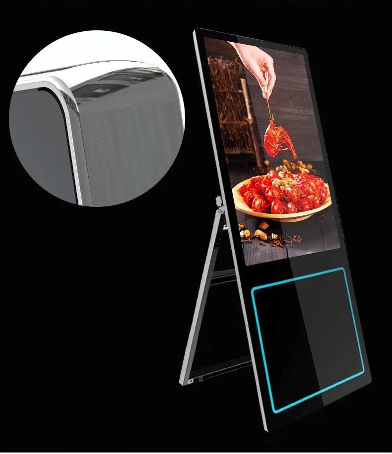 HD Outdoor Floor Standing Portable Digital Signage Wifi 4G USB Video Advertising Poster Led Screen Display for shop