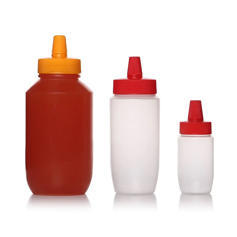 MAYSURE Best Selling 210ml Plastic Honey Bottle Squeeze PET Clear Honey Kitchup Packaging Jar With Flip Top Cover