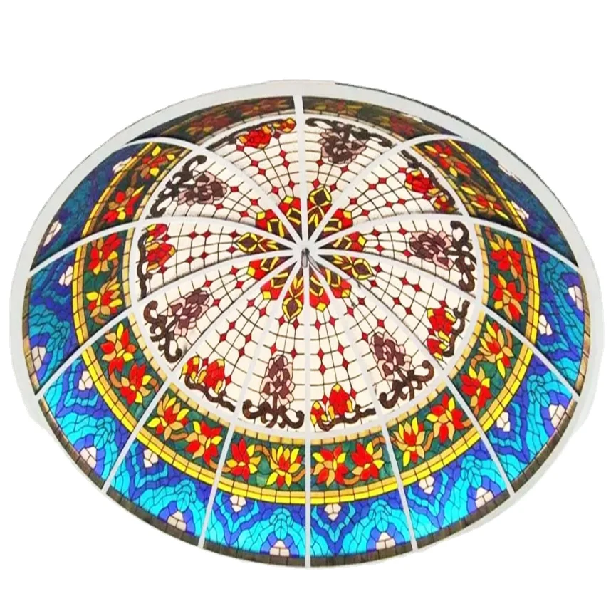 Decorative  Art Glass Handmade Soldered Color Stained Church Dome Ceramic Fritted Curved Tempered Glass