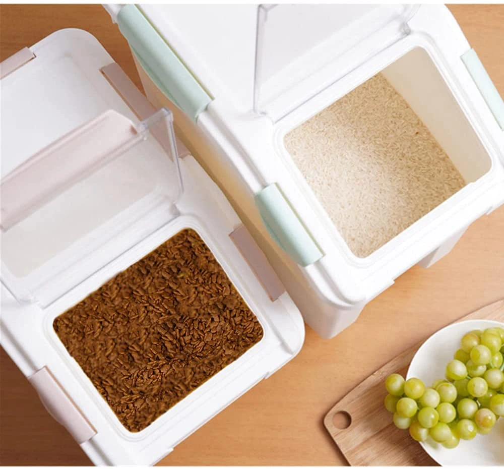 Pet Food Storage Container with Wheel and Lid Plastic Pet Food Bin 22lb for Home Kitchen Dog Cat Food Rice Grain Cereal Storage