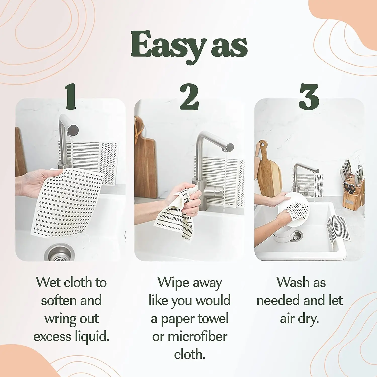OEM Dishcloths 5 Pack Watercolor Dish Towels Reusable Paper Towels Washable No Odor, Biodegradable,Dishcloths for kitchen