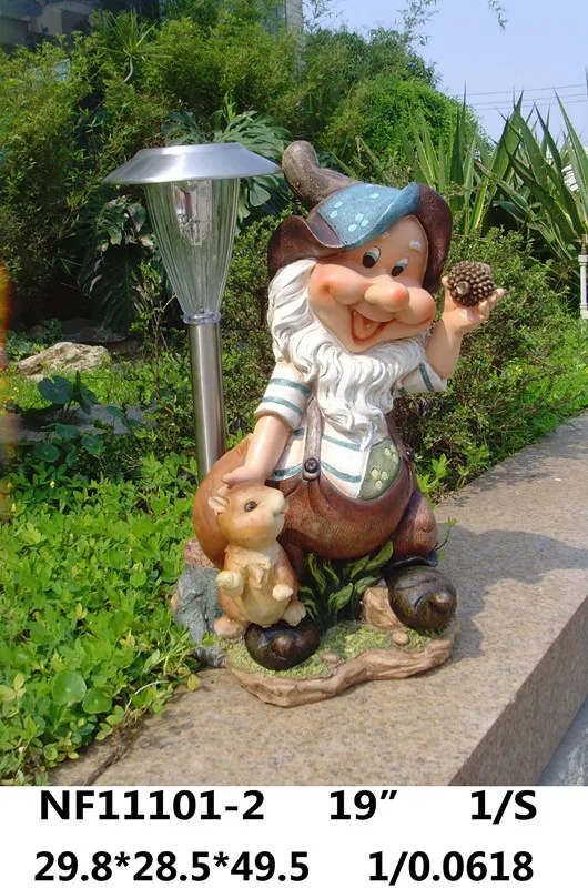 funny garden gnome with solar light